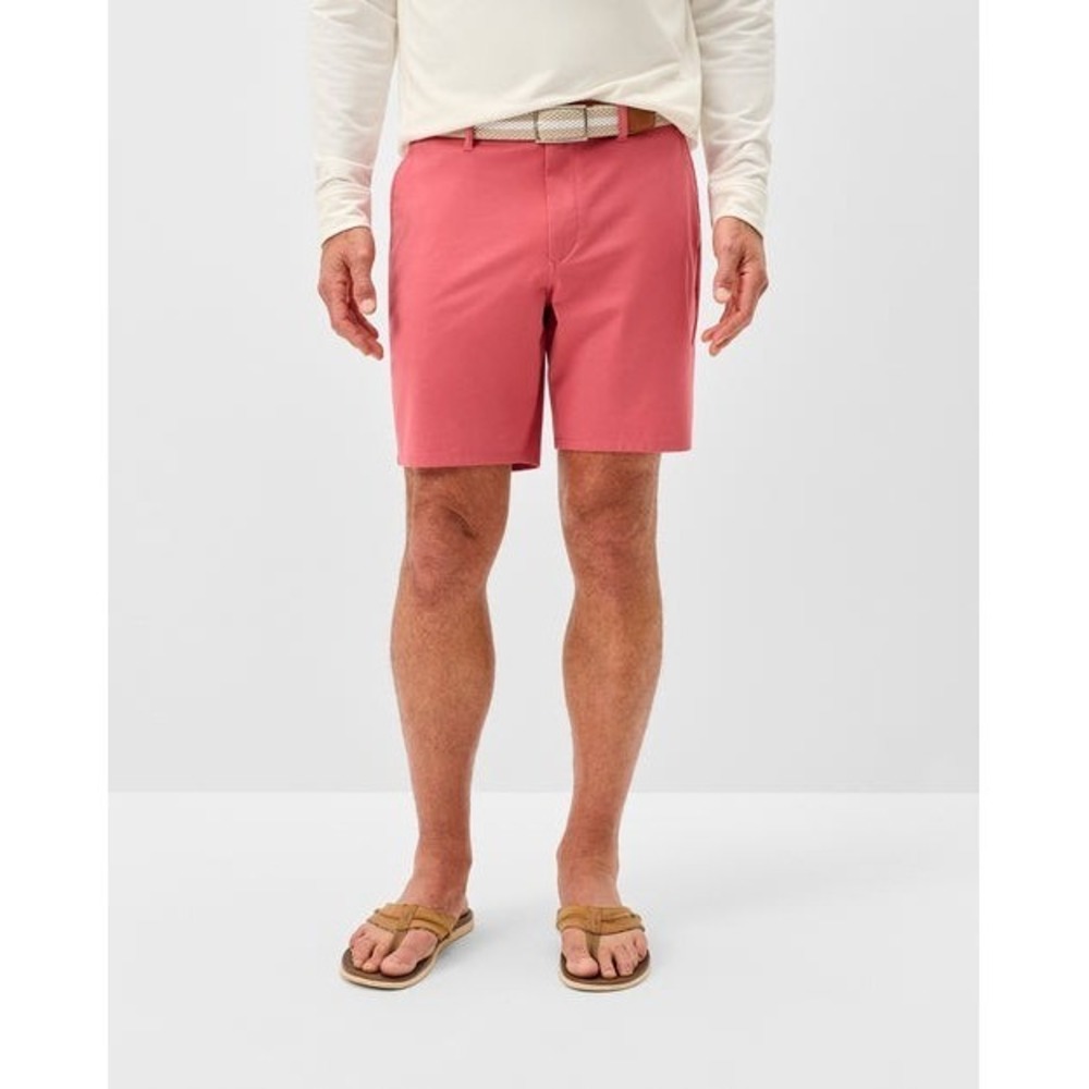 Johnnie-O Jupiters Performance Golf Shorts Malibu Red 36 8" Stretch Coastal Prep